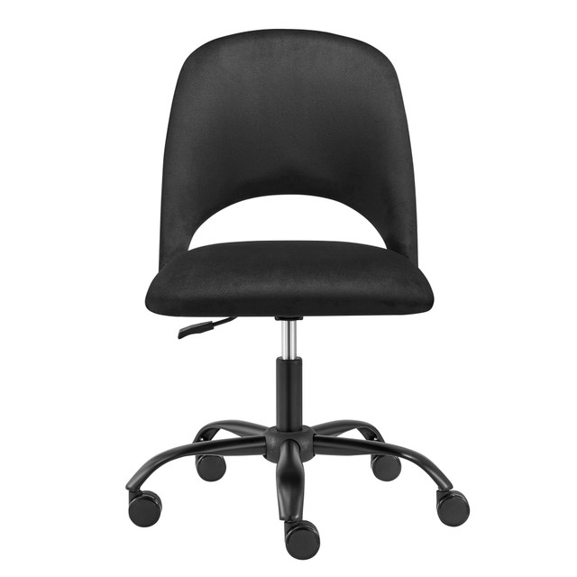 EURO STYLE, INC. 15131-BLK Eurostyle Alby Velvet Office Chair, Black