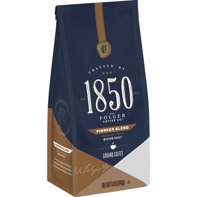 SAHALE SNACKS 60514 Folgers Ground 1850 Pioneer Blend Medium Roast Coffee, 12 Oz