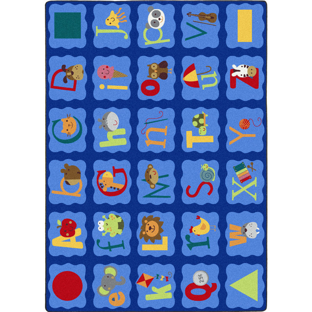 MILLIKEN & COMPANY Joy Carpets 1628C  Kids Essentials Rectangle Area Rug, Alphabet Blues, 5-1/3ft x 7-33/50ft, Multicolor