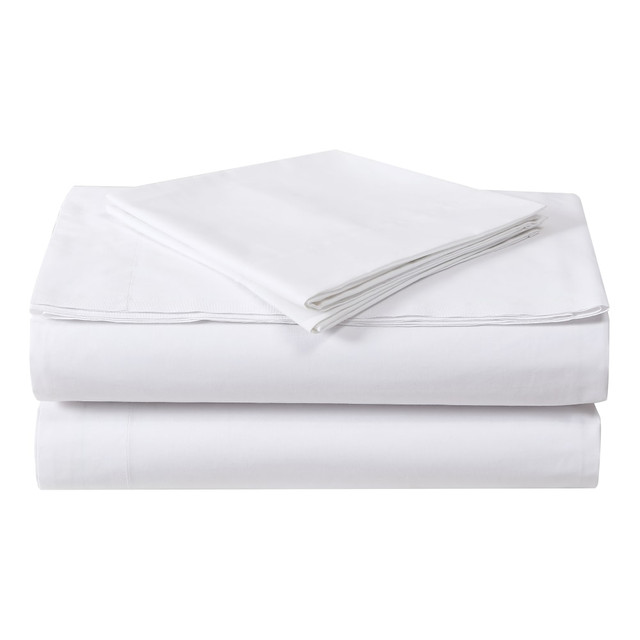 Sleep in comfort all night long with 1888 Mills Lotus Extra-Wide Queen Flat Sheets. Their Egyptian cotton blend fabric offers high-quality strength and softness thats ideal for commercial use.  Egyptian cotton blend offers strength and softness.  250-thread count is comfortable all night.  Stands up to multiple washes in commercial use.  This product is heavy and/or oversized and may need more than one person to handle.