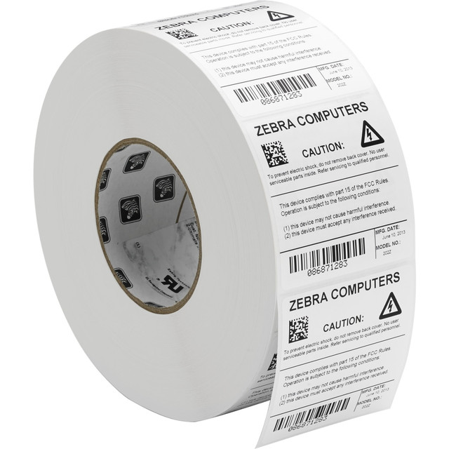 ZEBRA TECHNOLOGIES VTI, INC. 10017522 Zebra Z-Ultimate 2000T Thermal Label - 4in Width x 1in Length - Permanent Adhesive - Thermal Transfer - Glossy - White - Acrylic, Polyester - 5500 / Roll - Chemical Resistant, Temperature Resistant, Perforated - 