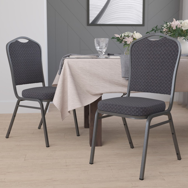 FLASH FURNITURE HFC01SVE26BK HERCULES Fabric Crown-Back Stacking Banquet Chair, Black/Silver FLASH FURNITURE HFC01SVE26BK HERCULES Fabric Crown-Back Stacking Banquet Chair, Black/Silver