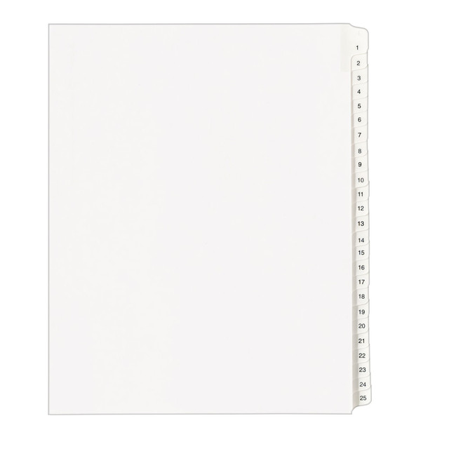 AVERY PRODUCTS CORPORATION 1701 Avery Allstate-Style Collated Legal Exhibit Dividers, 8 1/2in x 11in, White Dividers/White Tabs, 1-25, Pack Of 25 Tabs