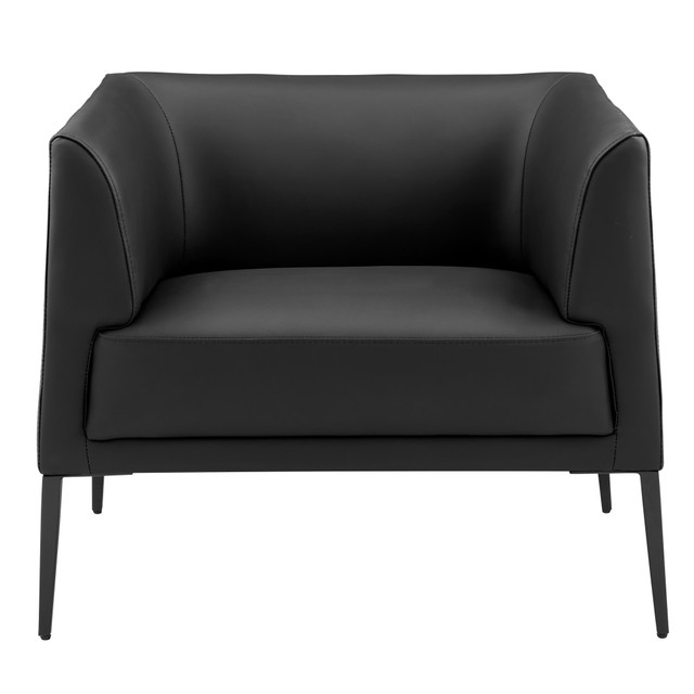 EURO STYLE, INC. 94244BLK Eurostyle Matias Faux Leather Lounge Chair, Matte Black/Black