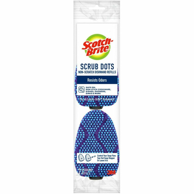 3M CO Scotch-Brite 48727CT  Scrub Dots Dishwand Refill - 3.5in Width x 4.4in Length - 14/Carton - Blue