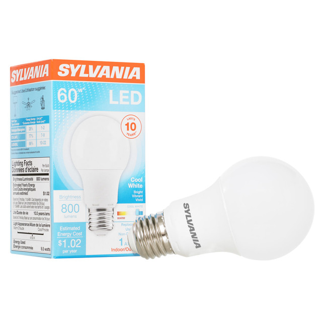 LEDVANCE LLC Sylvania 74321  A19 800 Lumens LED Bulbs, 8.5 Watt, 4100 Kelvin, Pack Of 6 LED Bulbs