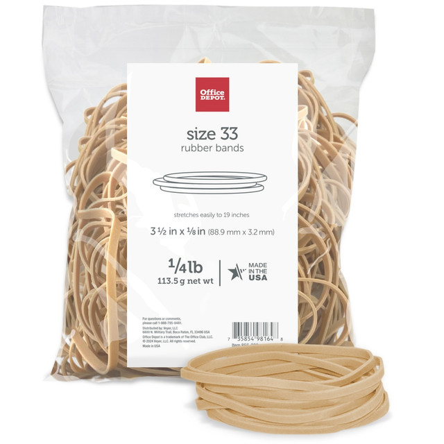 OFFICE DEPOT 2433808 Brand Rubber Bands, #33, 3-1/2in x 1/8in, Crepe, 1/4 Lb. Bag OFFICE DEPOT 2433808 Brand Rubber Bands, #33, 3-1/2in x 1/8in, Crepe, 1/4 Lb. Bag