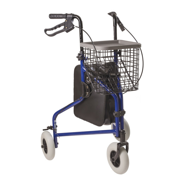 MABIS HEALTHCARE, INC. 802-2014-2100 DMI Adjustable Aluminum Folding 3-Wheel Rollator Walker, 37in x 20in, Royal Blue