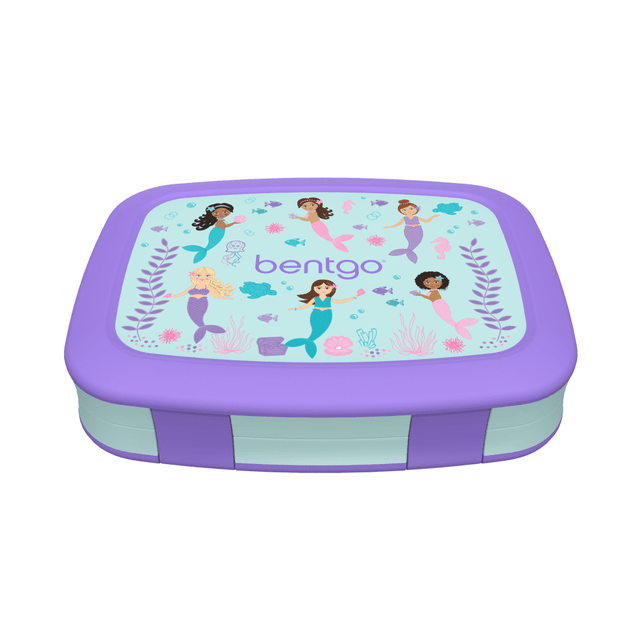 BEAR DOWN CONSULTING Bentgo BGKDPT-SEA  Kids Prints 5-Compartment Lunch Box, 2inH x 6-1/2inW x 8-1/2inD, Mermaids In The Sea