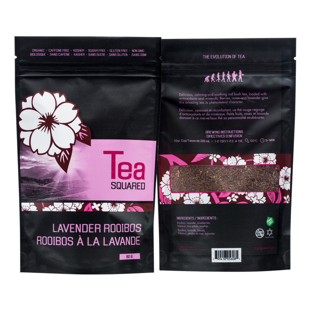 TEA SQUARED 114-EA  Lavender Rooibos Organic Loose Leaf Tea, 2.8 Oz, Carton Of 3 Bags