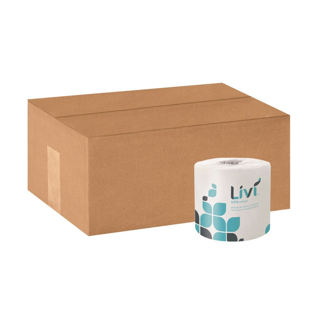 SOLARIS PAPER INC. Livi 21545  Leaf VPG Bath Tissue - 2 Ply - 4.49in x 3.98in - 500 Sheets/Roll - White - Virgin Fiber - 80 / Carton