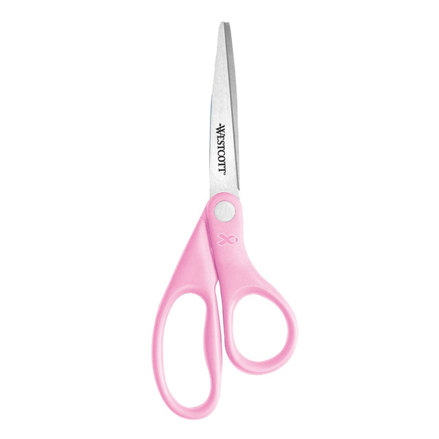 ACME UNITED CORPORATION Westcott 15387  All-Purpose Value Stainless Steel Scissors, 8in, Straight, Pink Ribbon