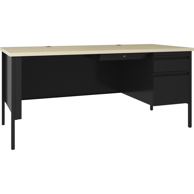 SP RICHARDS Lorell LLR66906  Fortress 69inW Right-Pedestal Teachers Computer Desk, Black Maple