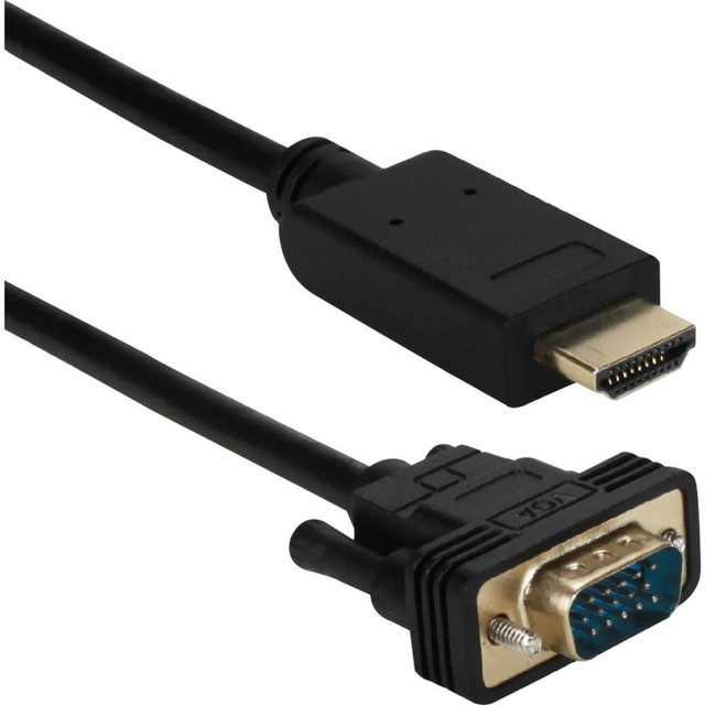 QVS, INC. XHDV-10 QVS 10ft HDMI to VGA Video Converter Cable - 10 ft HDMI/VGA A/V Cable for Tablet, Projector, Monitor, Computer, Audio/Video Device - First End: 1 x 15-pin HD-15 - Male - Second End: 1 x HDMI Digital Audio/Video - Male - Supports up 