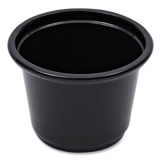BOARDWALK PRTN1BL Souffle/Portion Cups, 1 oz, Plastic, Black, 125/Sleeve, 20 Sleeves/Carton