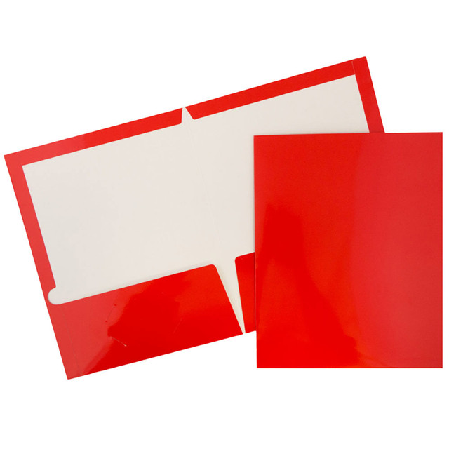 JAM PAPER AND ENVELOPE 385GREA JAM Paper Glossy 2-Pocket Presentation Folders, Red, Pack of 6