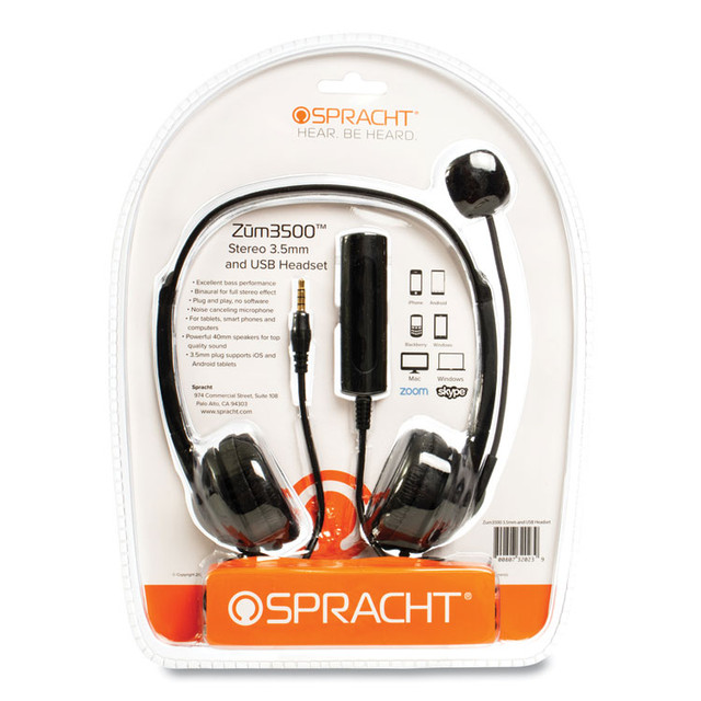 SPRACHT ZUM3500 ZuM3500 Binaural Over The Head USB Headset, Black