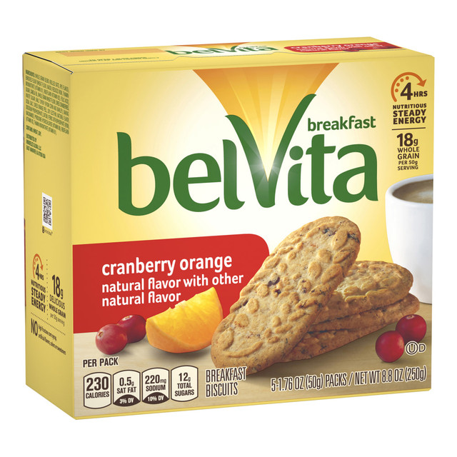 MONDELEZ-NABISCO 4059 BELVITA Breakfast Biscuits Cranberry Orange, 5 Count, 6 Pack