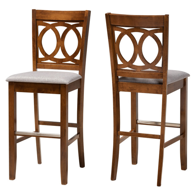 WHOLESALE INTERIORS, INC. 2721-10858 Baxton Studio Carson Bar Stools With Backs, Gray/Walnut, Set Of 2 Bar Stools