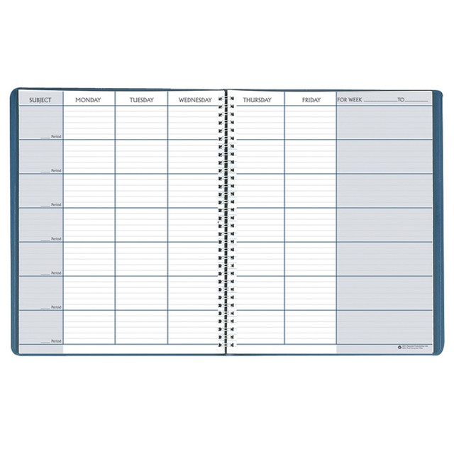 Maintain your schedule throughout the school year. Keep track of periods, student attendance and more with a single planner.  2 pages per week. Displays the days of the week across the top and 7 periods down the right side of the page.  40 weeks offer plenty of space for organization.  Simulated leather cover is embossed for an elegant look.  Contains seating chart, term program, test and attendance pages for added recordkeeping.  Sold as a pack of 2 planners.