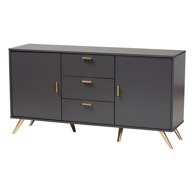 WHOLESALE INTERIORS, INC. 2721-11577 Baxton Studio Kelson 59inW 2-Door Sideboard Buffet, Dark Gray/Gold WHOLESALE INTERIORS, INC. 2721-11577 Baxton Studio Kelson 59inW 2-Door Sideboard Buffet, Dark Gray/Gold