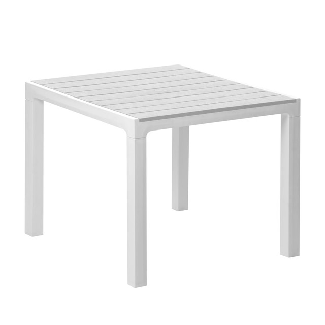 INVAL AMERICA, INC. Inval 462-WHTGRY  Madeira 4-Seat Square Plastic Patio Dining Table, 29-3/16in x 35-7/16in, White/Gray