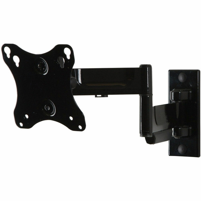 Quickly adjust your viewing angle without tools  ±90 deg. of pivot  One-Touch tilt mechanism offers ±15 deg. of tilt angle adjustment  Accommodates 75 x 75 or 100 x 100mm VESA mounting patterns  Hook-and-Hang, one-person display installation  Extends 14.85in (377mm) from the wall  Integrated cable management protects, contains and conceals cables for a clean, professional installation  Retracts to 2.73in (69mm) to save space  ±5 deg. of roll for post installation display leveling  Design is UL listed and tested to four times stated load capacity
