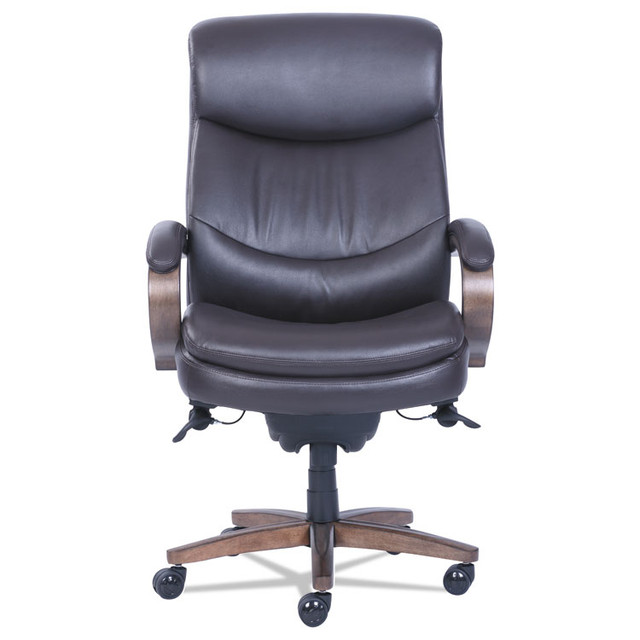 LA-Z-BOY CHAIR COMPANY 48961B Woodbury Big/Tall Executive Chair, Supports Up to 400 lb, 20.25" to 23.25" Seat Height, Brown Seat/Back, Weathered Sand Base