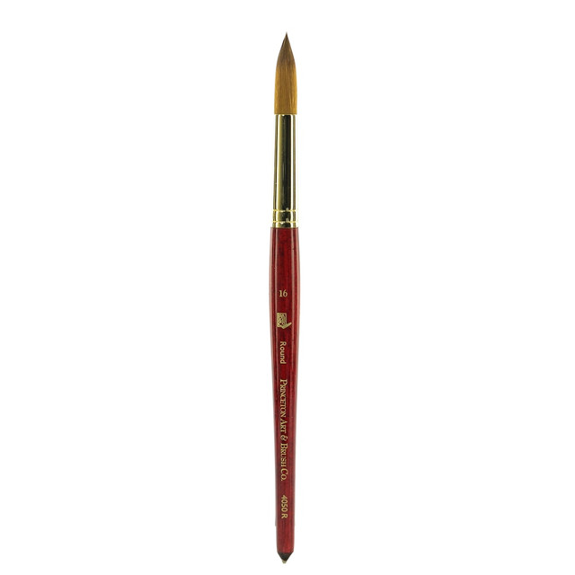 PRINCETON ARTIST BRUSH CO. 4050R-16 Princeton Series 4050 Heritage Synthetic Sable Watercolor Short-Handle Paint Brush, Size 16, Round Bristle, Sable Hair, Red