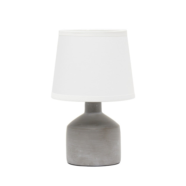 ALL THE RAGES INC Simple Designs LT2080-GRY  Mini Bocksbeutal Concrete Table Lamp, 9-7/16in, White Shade/Gray Base