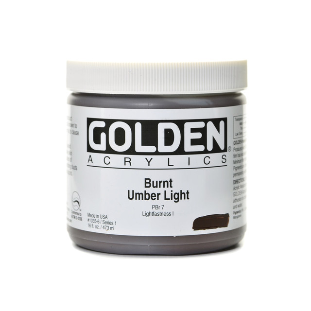 GOLDEN ARTIST COLORS, INC. 1035-6 Golden Heavy Body Acrylic Paint, 16 Oz, Burnt Umber Light