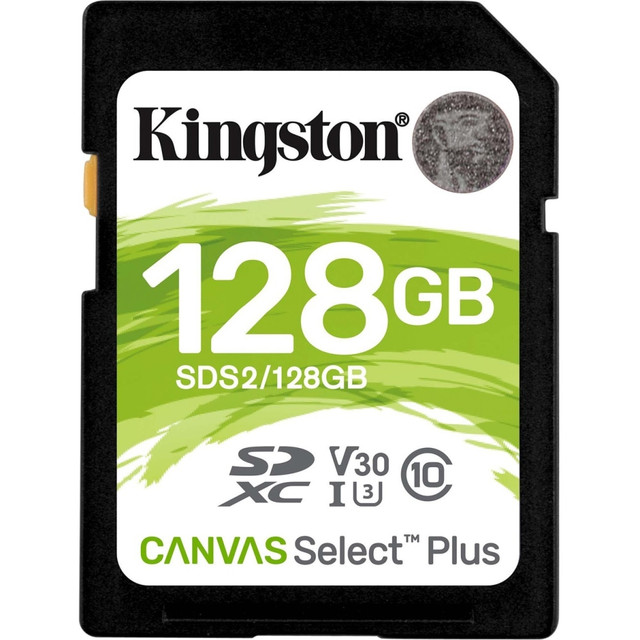 KINGSTON TECHNOLOGY CORPORATION SDS2/128GB Kingston Canvas Select Plus SDS2 128 GB Class 10/UHS-I (U3) SDXC - 1 Pack - 100 MB/s Read - 85 MB/s Write - Lifetime Warranty