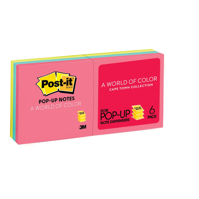 3M CO R330AN Post-it Dispenser Pop-up Notes, 3 in. x 3 in., 6 Pads, 100 Sheets/Pad, Poptimistic Collection