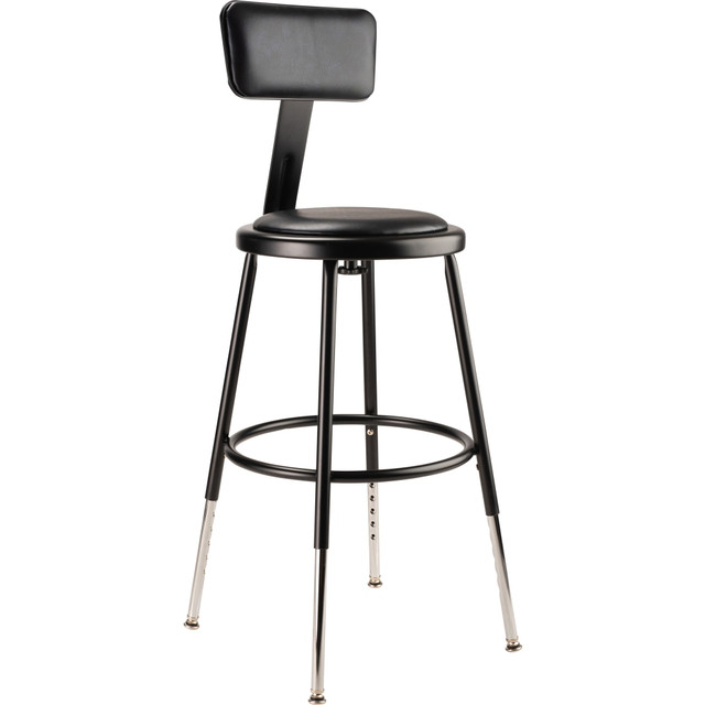 NATIONAL PUBLIC SEATING CORP 6418HB-10 National Public Seating 6400 Adjustable-Height Task Stool, Black Seat/Black Frame