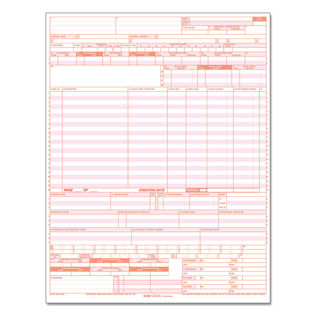 TAX FORMS PRINTING, INC. UB04LC5 ComplyRight UB04 Hospital Claim Laser Cut Forms, 1-Part, Box Of 500