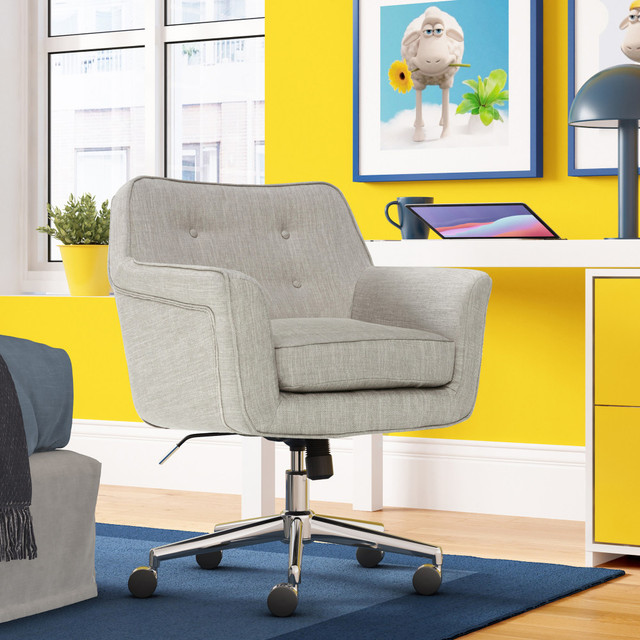 MILLWORK HOLDING CO INC 48446 Serta Ashland Mid-Back Office Chair, Light Gray/Chrome MILLWORK HOLDING CO INC 48446 Serta Ashland Mid-Back Office Chair, Light Gray/Chrome