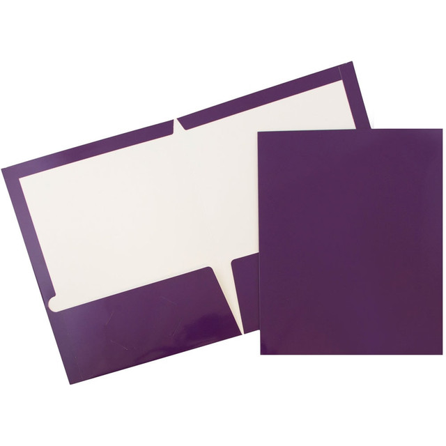 JAM PAPER AND ENVELOPE JAM Paper 385GPUA  Glossy 2-Pocket Presentation Folders, Purple, Pack of 6