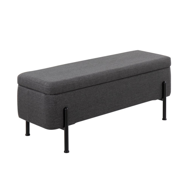 LUMISOURCE, LLC 28971 LumiSource Daniella Fabric Storage Bench, Charcoal/Black