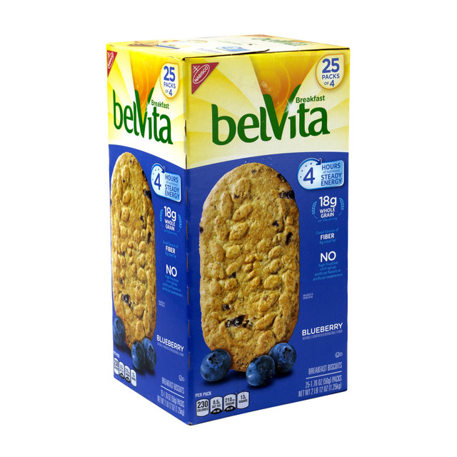MONDELEZ-NABISCO Belvita 220-00506  Breakfast Biscuits Blueberry 4-Packs, 25 Count