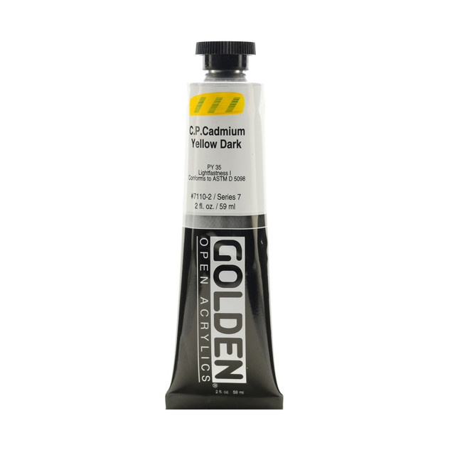 GOLDEN ARTIST COLORS, INC. Golden 7110-2  OPEN Acrylic Paint, 2 Oz Tube, Cadmium Yellow Dark (CP)