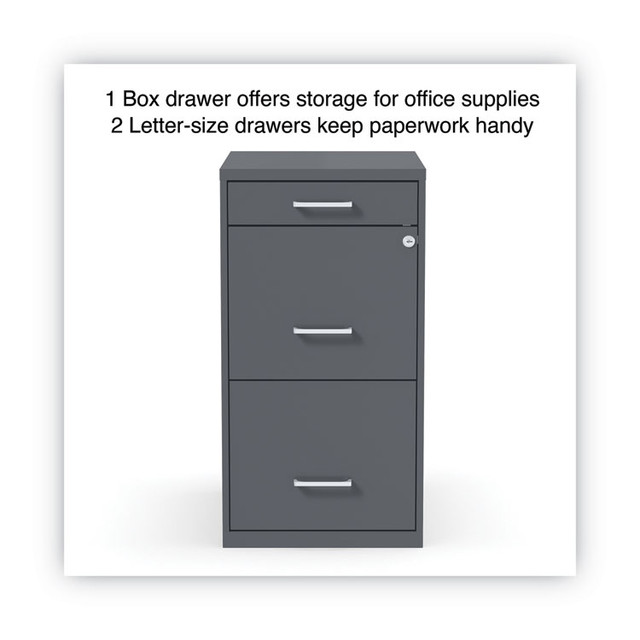 ALERA SVF1827CH Soho Vertical File Cabinet, 3 Drawers: Pencil/File/File, Letter, Charcoal, 14" x 18" x 26.9"