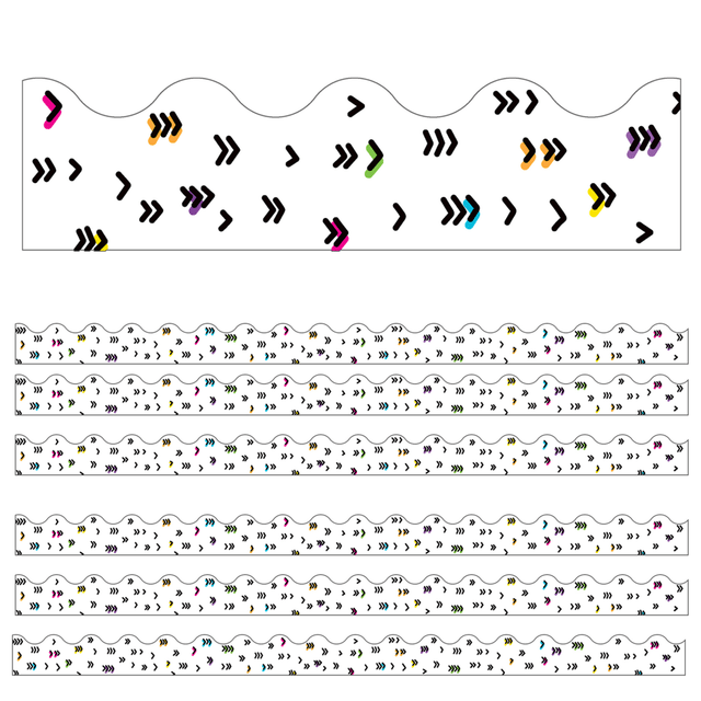 EDUCATORS RESOURCE CD-108435-6 Carson Dellosa Education Scalloped Border, Kind Vibes Rainbow Doodles, 39ft Per Pack, Set Of 6 Packs