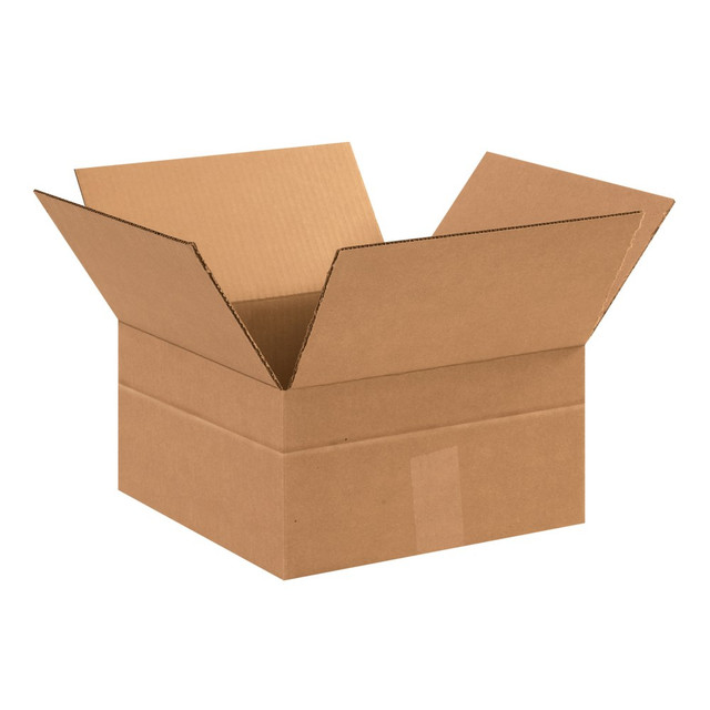 B O X MANAGEMENT, INC. MD12124 Partners Brand Multi-Depth Corrugated Boxes, 12in x 12in x 4in, Kraft, Bundle of 25 Boxes