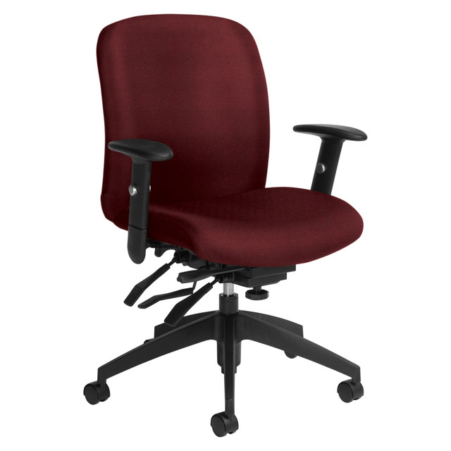 Global QSTS5451-3SCBK-UR10  Truform Multi-Tilter Chair, Mid-Back, Red Rose/Black