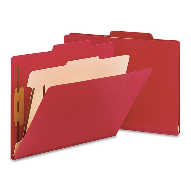 SMEAD MFG CO 13703 Smead Top-Tab Color Classification Folders, Letter Size, 2in Expansion, 1 Divider, Red, Box Of 10