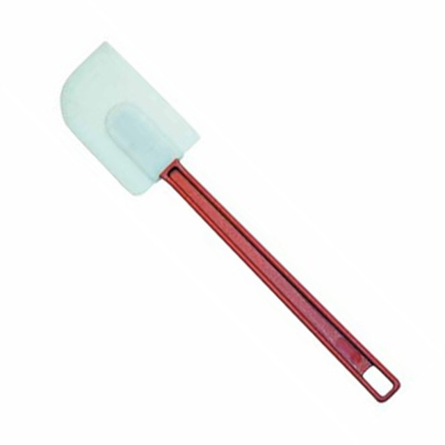 Ensure every last drop of batter gets into the pan with the Winco Silicone Spatula.  This scraper spatula makes it easy to wipe bowls clean.  Made with a flat, silicone blade.  Withstands temperatures of up to 500 deg.F.
