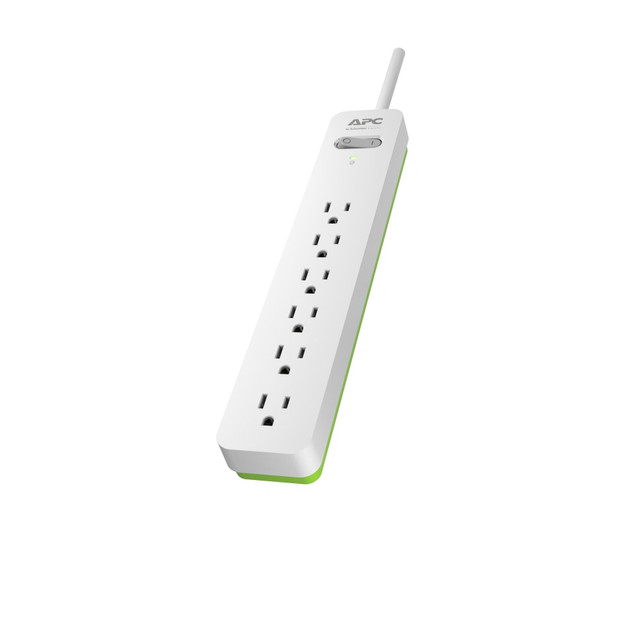 AMERICAN POWER CONVERSION CORP PE66W APC SurgeArrest Surge Protector, 6-Outlet, 6ft Cord, White, PE66W