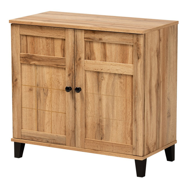 WHOLESALE INTERIORS, INC. 2721-11929 Baxton Studio Glidden 30inW 2-Door Shoe Storage Cabinet, Oak Brown WHOLESALE INTERIORS, INC. 2721-11929 Baxton Studio Glidden 30inW 2-Door Shoe Storage Cabinet, Oak Brown