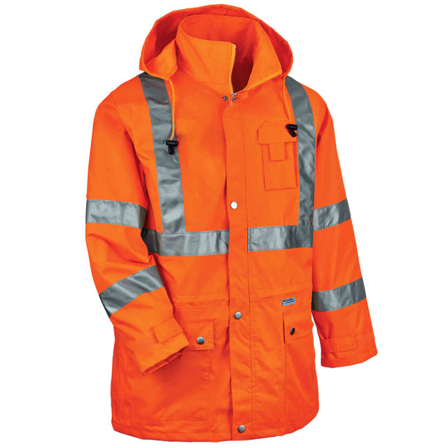 ERGODYNE CORPORATION 24312 Ergodyne GloWear 8365 Type R Class 3 High-Visibility Rain Jacket, Small, Orange