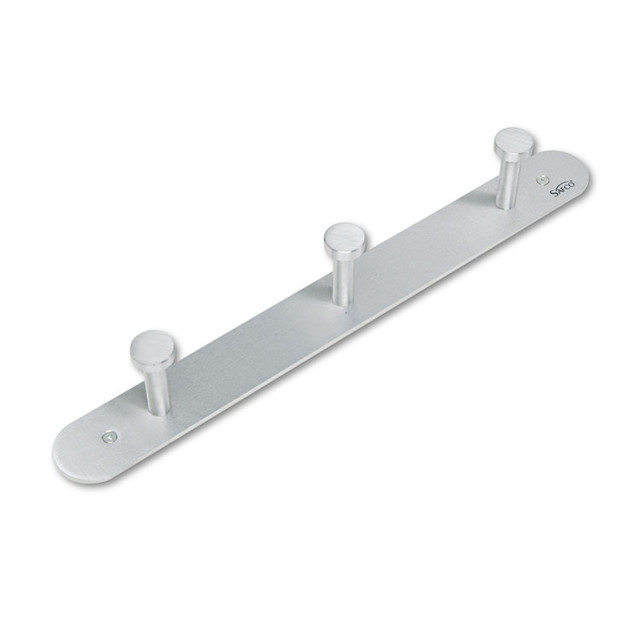 SAFCO PRODUCTS 4201 Nail Head Wall Coat Rack, Three Hooks, Metal, 18w x 2.75d x 2h, Satin